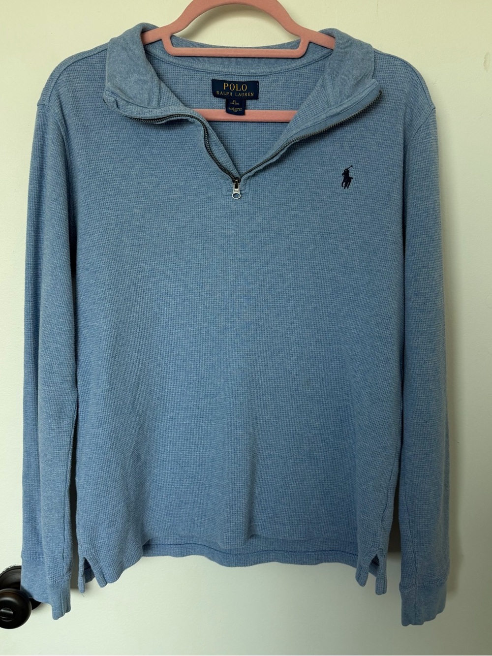 Polo Ralph Lauren Waffle Knit 1/4 Zip Pullover Size XL (18-20)
